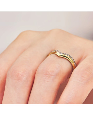 14k gold ring classic design white zircons