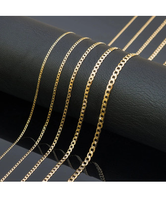 Gold chain 14k - diamond-cut / notched curb link 50cm