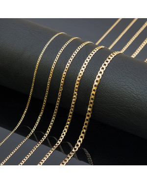 Gold chain 14k - diamond-cut / notched curb link 50cm