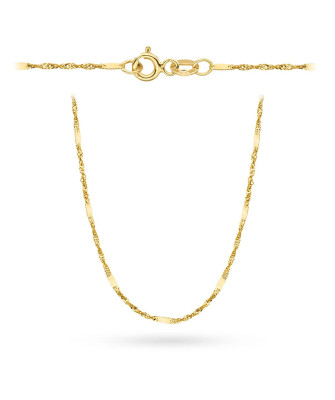 Łańcuszek złoty pr. 14k - splot singapure z blaszką 42 cm