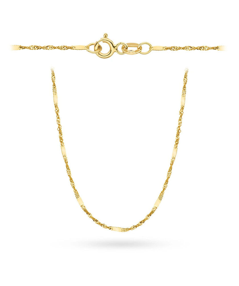 Łańcuszek złoty pr. 14k - splot singapure z blaszką 42 cm
