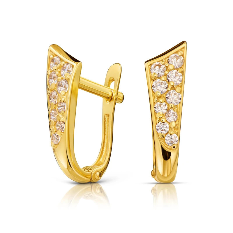 Gold earrings 333 triangles with zircons K1.235 | GoldJewellery Gold earrings 333 triangles with zircons K1.235 | GoldJewellery