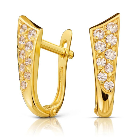 Gold earrings 333 triangles with zircons K1.235 | GoldJewellery