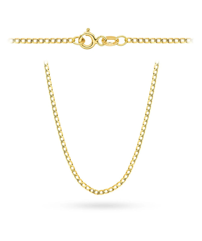 Łańcuszek złoty pr. 14k - splot pancerka diamentowana / nacinana 60cm