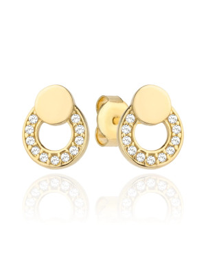 Gold hoop earrings and ring set with cubic zirconia