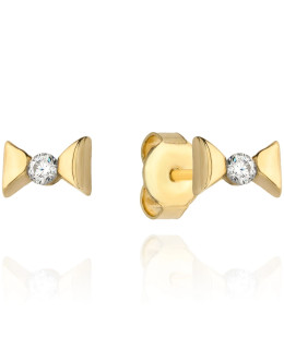 Gold earrings with zirconia bows