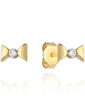 Gold earrings with zirconia bows