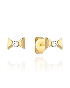 Gold earrings with zirconia bows