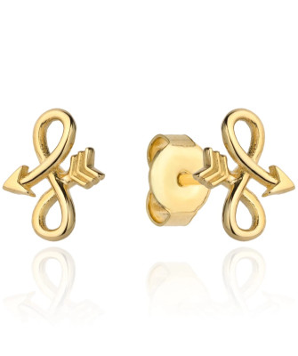 Infinity-shaped arrow gold earrings