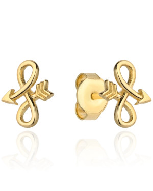 Infinity-shaped arrow gold earrings