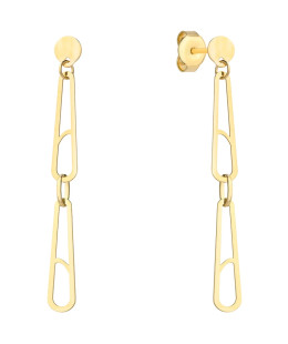 Gold dangling safety pin earrings