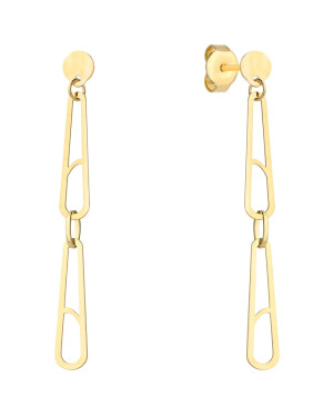 Gold dangling safety pin earrings