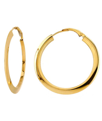 Large smooth gold hoop earrings with French clasp