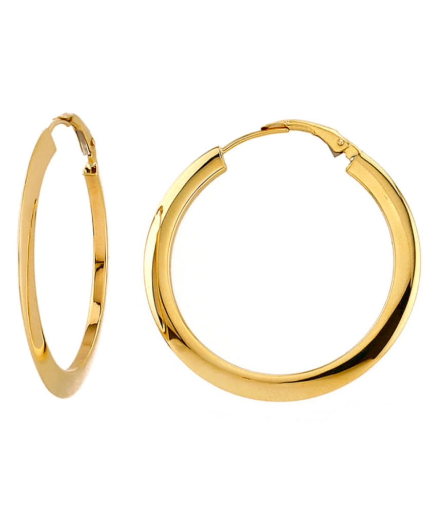 Large smooth gold hoop earrings with French clasp