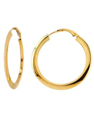 Large smooth gold hoop earrings with French clasp