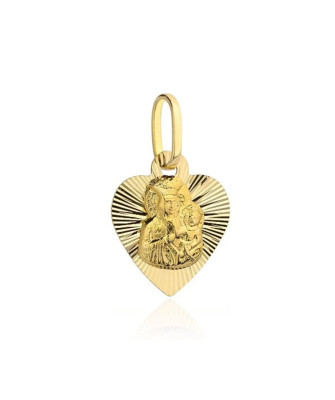 Our Lady of Częstochowa Medal in a Diamond-Cut Heart