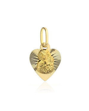 Our Lady of Częstochowa Medal in a Diamond-Cut Heart
