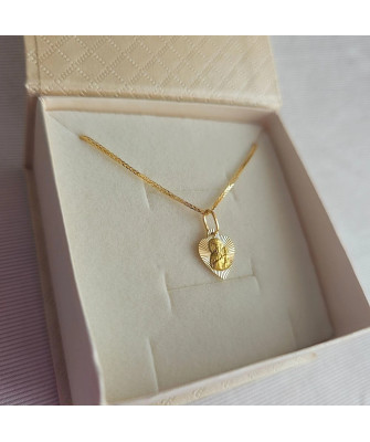 Our Lady of Częstochowa Medal in a Diamond-Cut Heart