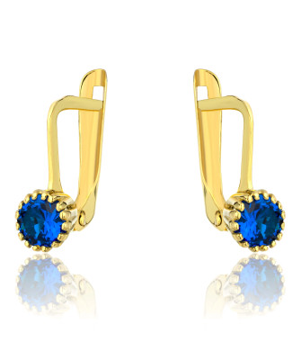 Gold earrings adorned with a classic sapphire stone pattern