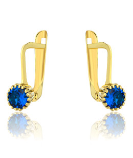 Gold earrings adorned with a classic sapphire stone pattern