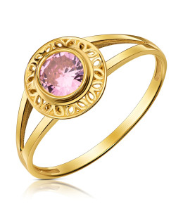 Lacy ring with pink stone
