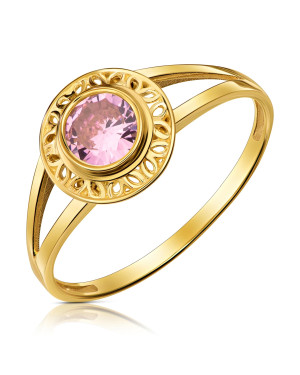 Lacy ring with pink stone
