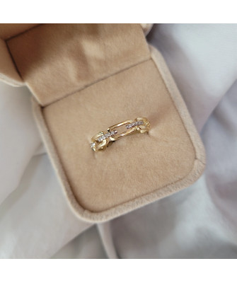 Ring chain white stones 8k