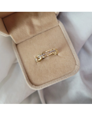 Ring chain white stones 8k