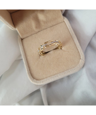 Ring chain white stones 8k