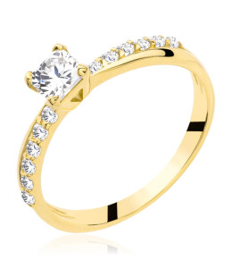 Gold engagement ring white stone