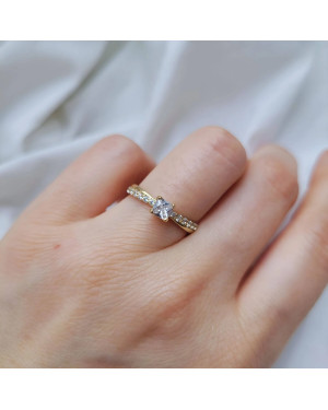 Gold engagement ring white stone