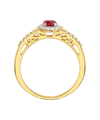 Engagement ring with a red stone