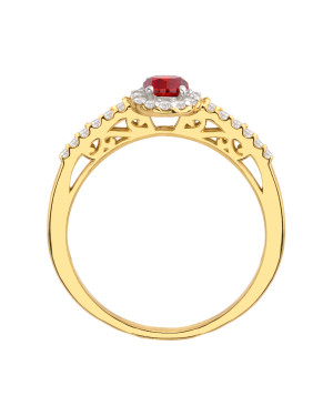 Engagement ring with a red stone