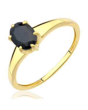 Gold ring with black oval stone