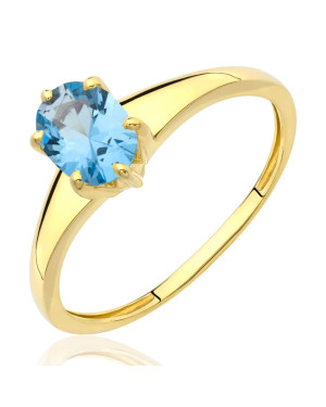 Gold ring blue oval stone 8k test
