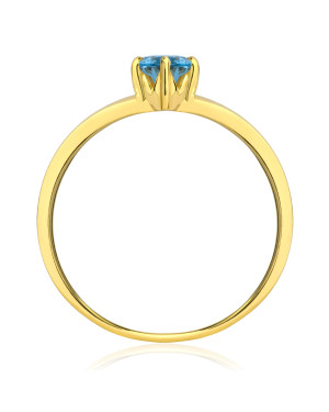 Gold ring blue oval stone 8k test
