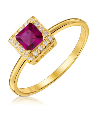 Delicate gold ring with square cubic zirconia