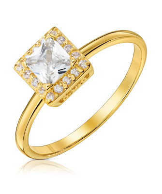 Delicate gold ring with square cubic zirconia