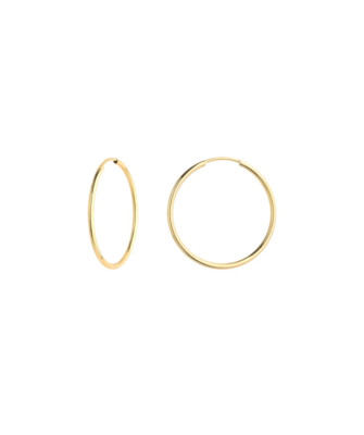 Gold smooth hoop earrings - 3.2cm