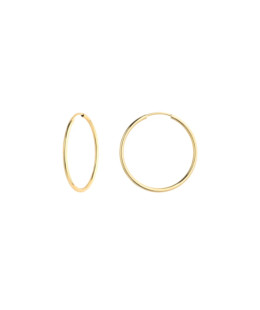 Gold smooth hoop earrings - 3.2cm