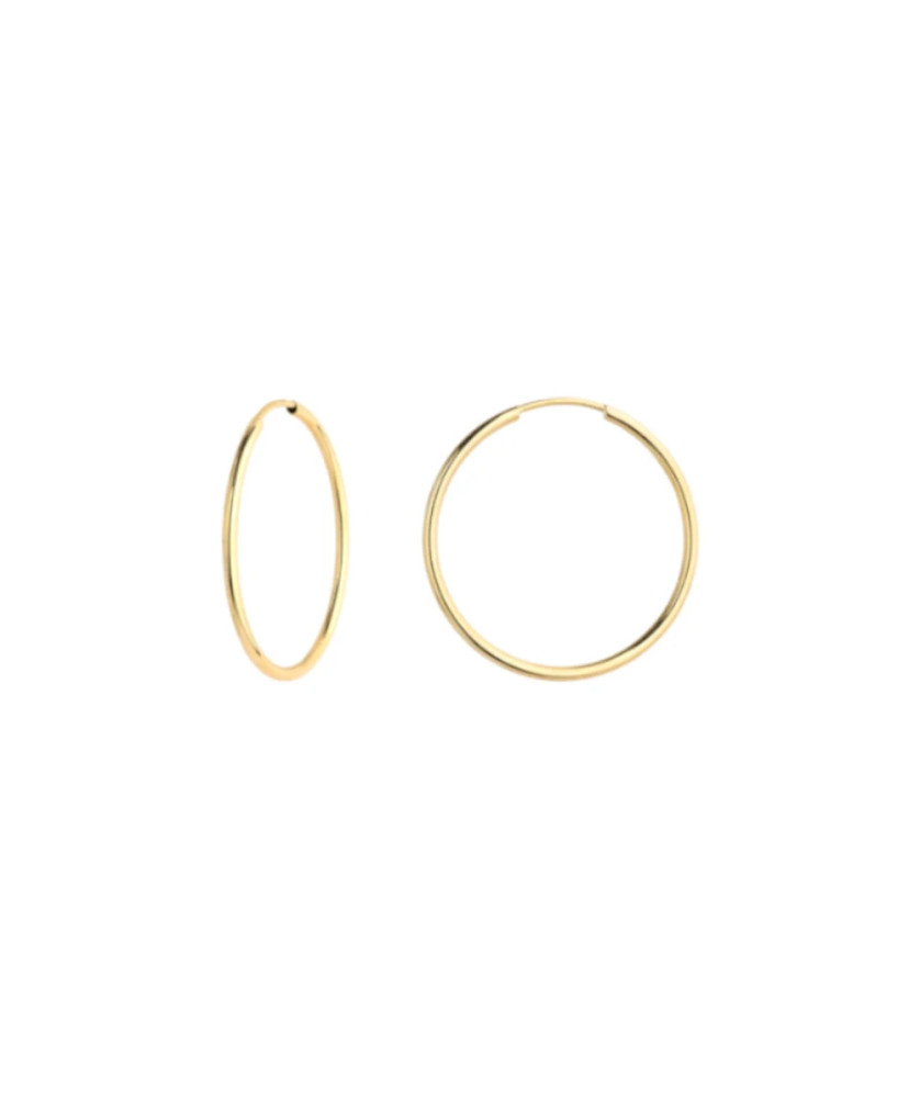 Gold smooth hoop earrings - 3.2cm