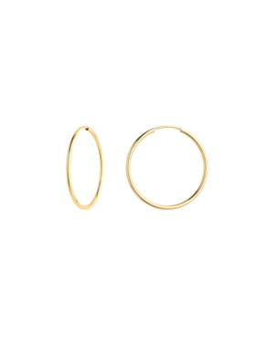 Gold smooth hoop earrings - 3.2cm