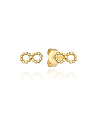 Infinity earrings made of golden beads