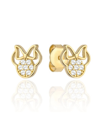 Gold mouse earrings with a bow and zirconia