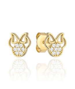 Gold mouse earrings with a bow and zirconia
