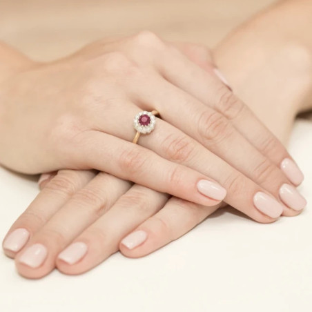 Gold ring with diamond EY-284 ruby ​​| GoldJewellery