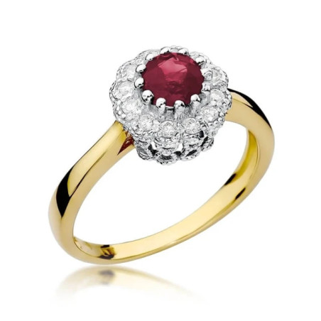Gold ring with diamond EY-284 ruby ​​| GoldJewellery