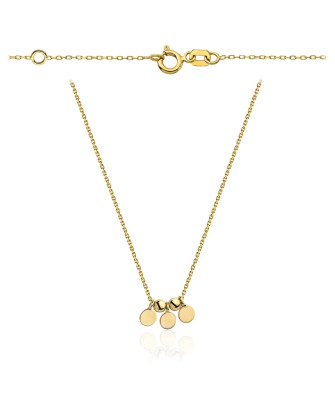 Necklace with gold movable beads and full circles