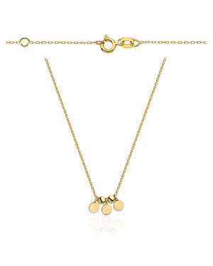 Necklace with gold movable beads and full circles