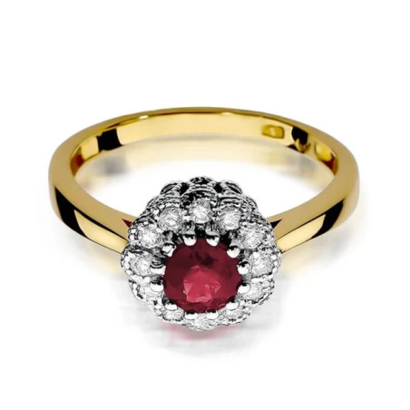 Gold ring with diamond EY-284 ruby ​​| GoldJewellery